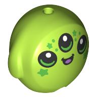 Lego Pillow Plush Toy with Alien Face, 3 Eyes, Green Spots Print