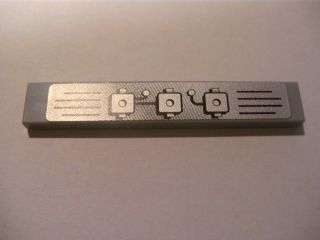 Lego Tile 1 x 6 with Silver Squares, Dots and Black Lines Pattern Model Left Side (Sticker) - Set 8285