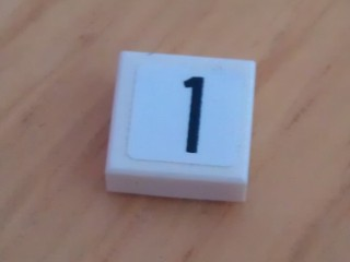 Lego Tile 1 x 1 with Black Number 1 Narrow on White Background Pattern (Sticker) - Set 8135 / White