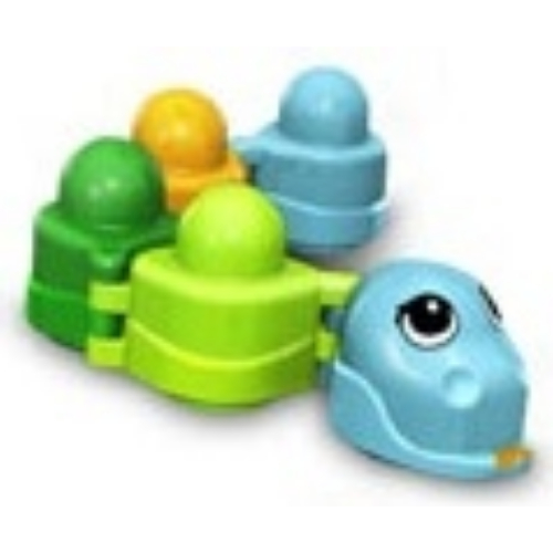 Lego Primo Animal Snake with Lime, Green, Orange, and Light Blue Body Sections / Sky Blue