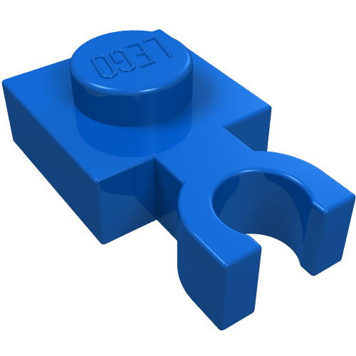 Lego Plate Special 1 x 1 with Clip Vertical [Thin U Clip] / Blue