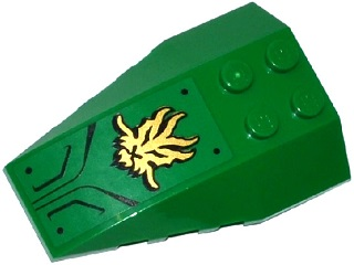 Lego Wedge 6 x 4 Triple Curved with Gold Dragon Head and Air Intakes Pattern (Sticker) - Set 70755