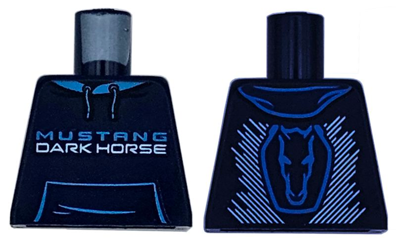 Lego Torso Hoodie with Pocket, Dark Azure 'MUSTANG', White 'DARK HORSE' and Stripes Pattern / Dark Blue