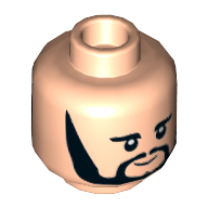 Lego Minifig Head George (The Beatles), Eyebrows, Sideburns and Goatee, Neutral / Smiling Print / Light Nougat