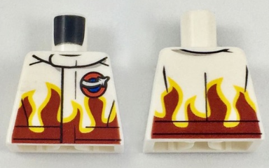 Lego Torso Racing Jacket with Flames and Aviation Airshow Logo Pattern / White