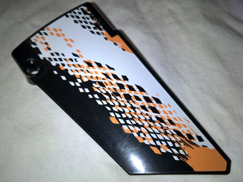 Lego Technic, Panel Fairing #18 Large Smooth, Side B with White and Orange Rhombuses Pattern (Sticker) - Set 9398