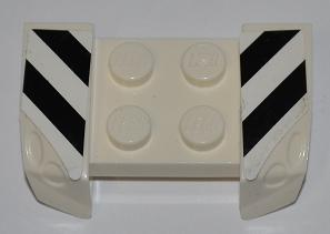 Lego Vehicle, Mudguard 2 x 4 with Headlights Overhang with Black and White Danger Stripes Pattern on Both Sides (Stickers) - Set 8197