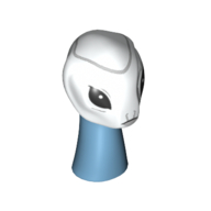 Lego Minifig Head Special, Long Neck, Kaminoan with Sand Blue Neck, Black Eyes, Dark Bluish Grey Line on Top Print / White