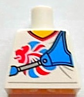Lego Torso V-Neck Shirt with Team GB Logo and Blue Bow Holder Pattern / White