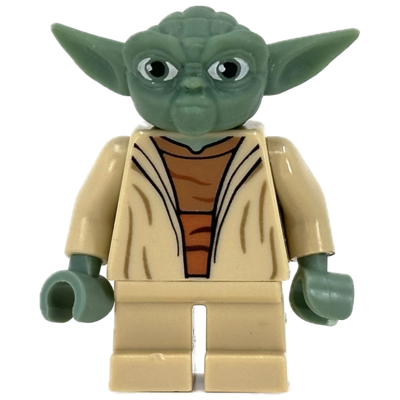 Lego Yoda, Sand Green Head with Gray Hair, Dark Orange Sash (Clone Wars)