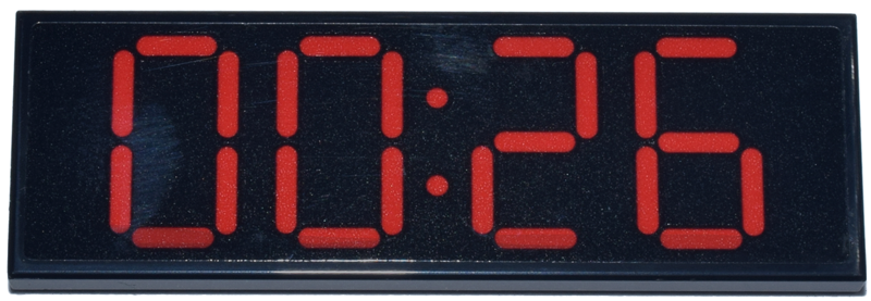 Lego Tile 2 x 6 with Red Digital Clock Numbers '00:26' Pattern (Sticker) - Set 76341 / Black