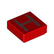 Lego Tile 1 x 1 with letter Capital H Print / Red