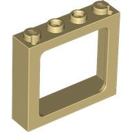 Lego Window 1 x 4 x 3 Train with Shutter Holes and Solid Studs on Ends / Tan