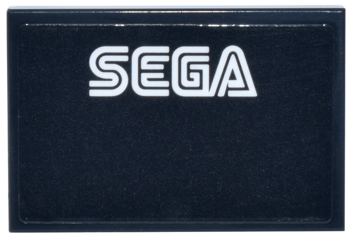 Lego Tile 2 x 3 with White 'SEGA' Logo Pattern (Sticker) - Set 40926 / Black