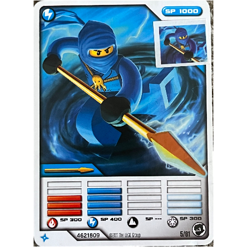 Lego Trading Card, Ninjago Deck #1: 5 - Jay - North American Version