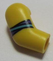 Lego Arm, Right with Medium Azure and Dark Purple Stripes Pattern / Yellow