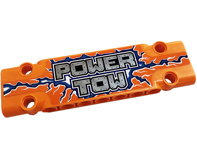 Lego Technic, Panel Plate 3 x 11 x 1 with Silver 'POWER TOW', Blue and Dark Azure Lightning Pattern Model Right Side (Sticker) - Set 42128