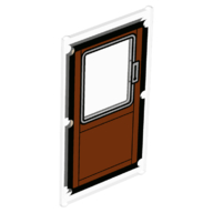 Lego Glass for Window 1 x 4 x 6 with Reddish Brown Door Print / Trans-Clear