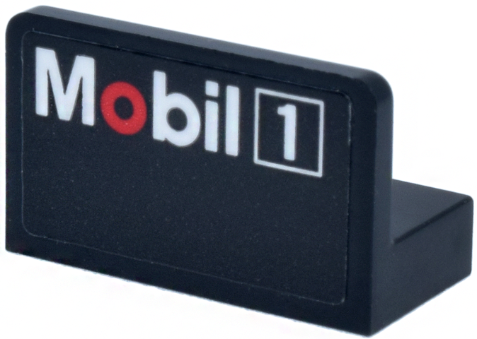 Lego Panel 1 x 2 x 1 with Rounded Corners with Red and White 'Mobil 1' Logo Pattern (Sticker) - Set 77243