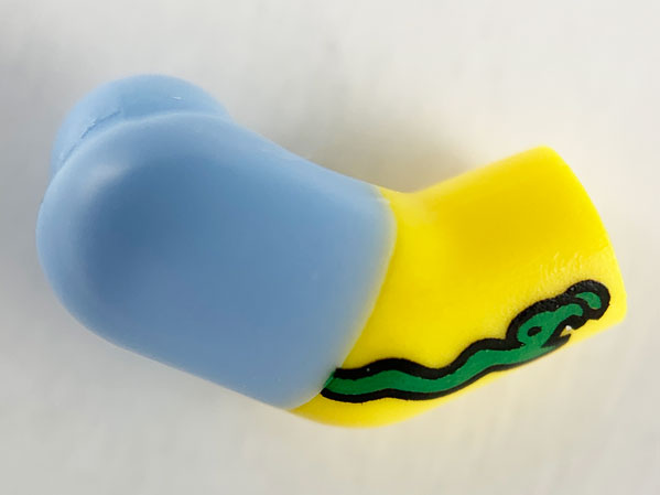 Lego Arm, Right with Snake Tattoo and Bright Light Blue Short Sleeve Pattern / Yellow