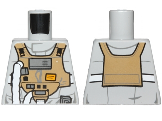 Lego Torso SW Rebel B-wing Pilot with Dark Tan Front Panel with Breathing Apparatus Pattern / Light Bluish Gray