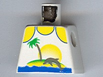 Lego Torso Paradisa Tank Top, Palm Tree and Dolphin Pattern / White