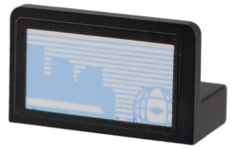 Lego Panel 1 x 2 x 1 with White and Bright Light Blue Screen with Lines, Skyline, and Sphere Pattern (Sticker) - Set 40583 / Black