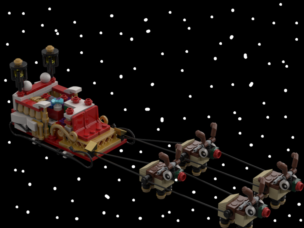 Lego Santa's sleigh with 4 reindeer