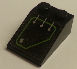Lego Slope 33 3 x 2 with Silver Circuitry, 3 Lines Straight in Lime Outline Pattern (Sticker) - Set 7709