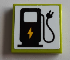 Lego Tile 2 x 2 with Electric Charging Point Pattern (Sticker) - Set 60200