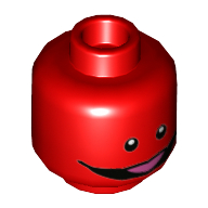 Lego Minifig Head, Black Eyes, Wide Open Mouth, Tongue Print / Red