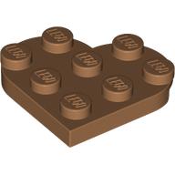 Lego Plate Angled 3 x 3 with Heart Shape / Medium Nougat