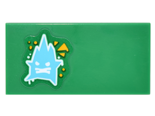 Lego Tile 2 x 4 with Angry Medium Azure Crystal Creature Pattern on End (Sticker) - Set 41234