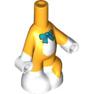 Lego Microdoll Body Cat Tail with White Hands, Feet, Chest, Dark Turquoise Bowtie Print / Bright Light Orange