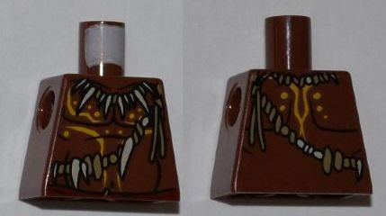 Lego Torso PotC Bare Chest with Bone Necklace and Body Paint Pattern / Reddish Brown