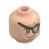 Lego Minifig Head Alastor Mad-Eye Moody, Dark Tan Eyebrows, Wrinkles/Scars, Gold Eyepatch, Blue Eye, Crooked Smile / Light Nougat