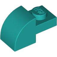 Lego Brick Curved 1 x 2 x 1 with Curved Top / Dark Turquoise