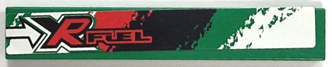 Lego Tile 1 x 6 with White Arrow and Red 'XRFUEL' Pattern on Left (Sticker) - Set 8184 / Green