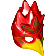 Lego Mask Bird (Phoenix) with Yellow Beak and Elaborate Gold Headpiece with Flames Print / Red