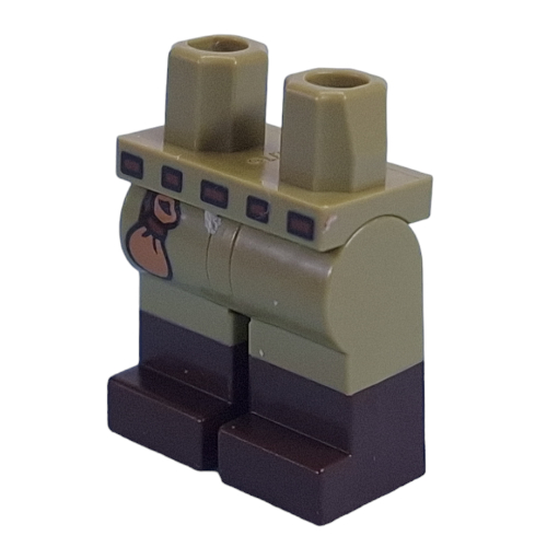 Lego Hips with Olive Green Legs and Dark Brown Boots Pattern with Belt, Money Pouch print / Olive Green