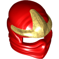 Lego Wrap with Forehead Ridge and Gold 3 Point Emblem Print / Red