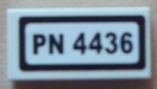 Lego Tile 1 x 2 with 'PN 4436' Pattern (Sticker) - Set 4436