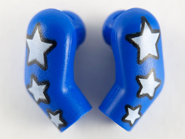 Lego Arm, (Matching Left and Right) Pair with 3 White Stars Pattern / Blue