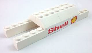 Lego Stickered Assembly 14 x 4 x 2 with Red 'Shell' and Shell Logo Pattern on Both Sides (Stickers) - Set 6695