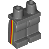 Lego Hips and Dark Bluish Gray Legs with Yellow and Red Vertical Stripes on Sides Print / Dark Bluish Gray