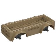 Lego Vehicle Base 8 x 16 with Wheel Arches, Front and Side Studs, and 4 x 14 Recessed Studded Section, 5 Holes / Dark Tan
