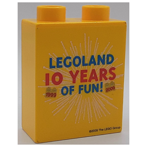Lego Duplo Brick 1 x 2 x 2 with Legoland 10 YEARS OF FUN! Print