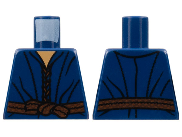 Lego Torso LotR Robe with Dark Brown Laces and Rope Belt Pattern / Dark Blue