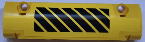 Lego Technic, Panel Curved 11 x 3 with Black and Yellow Danger Stripes Pattern Model Left Side (Sticker) - Set 42030 / Yellow