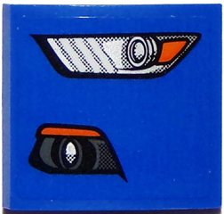 Lego Slope, Curved 2 x 2 x 2/3 with Ford Mustang Headlight / Fog Light Pattern Model Left Side (Sticker) - Set 75871 / Blue